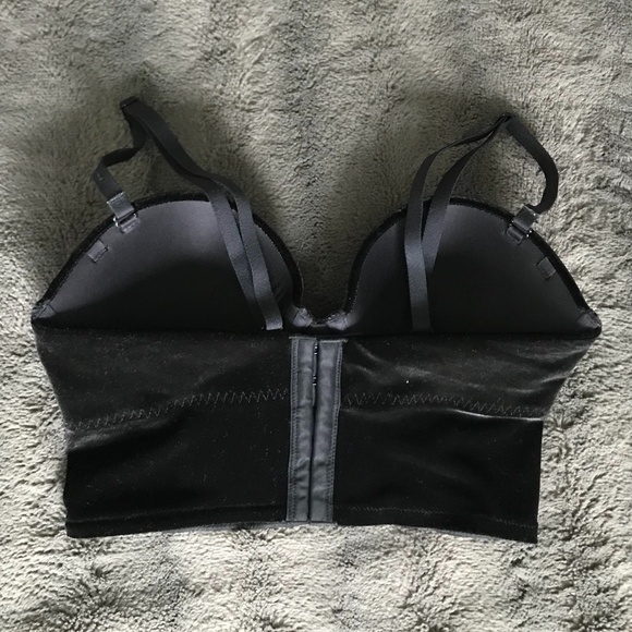 La SENZA Black Velvet Bustier Crop top Bra 32C/34B - Picture 4 of 8